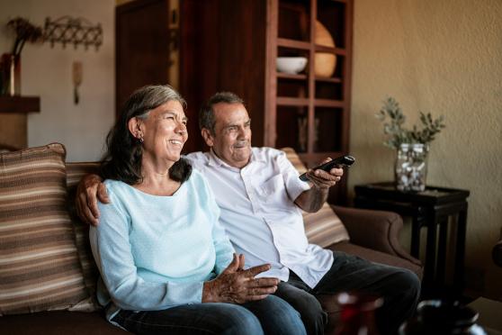 A couple watching TV